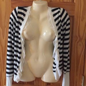 Striped open lace sweater long sleeve large